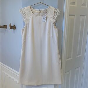 J. Crew Cream Sheath Dress with Flutter Cap Sleeves